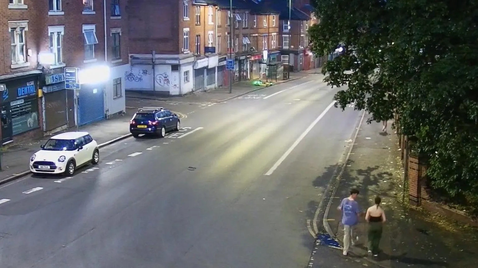 Nottinghamshire Police CCTV image showing Barnaby and Grace walking home from a night out in the early hours of 13 June 2023